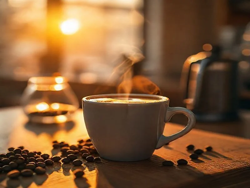 Hands meticulously performing a coffee cupping session.